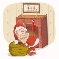 Santa Claus near the fireplace