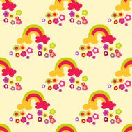 Flower rainbow seamless pattern Light background N2