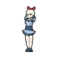 cartoon spooky skull head girl N5