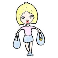 cartoon woman with shopping bags N12