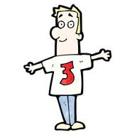 cartoon man in shirt with number three N3
