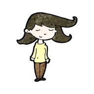 cartoon girl with hair blowing in wind N5