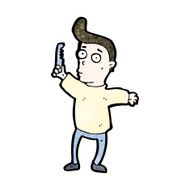 cartoon man combing hair N22