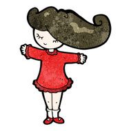 cartoon girl with hair blowing in wind N6