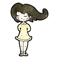 cartoon girl with hair blowing in wind N7