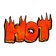 cartoon flaming hot word
