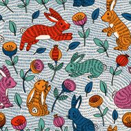 Colorful bunny and flowers N2