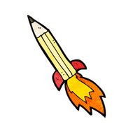 cartoon rocket pencil N6