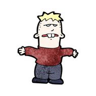 cartoon ugly boy shrugging shoulders N2