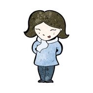 cartoon happy woman wearing scarf N2