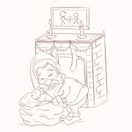 Santa Claus near the fireplace N2