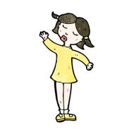 cartoon waving woman N209