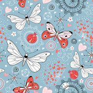 Abstract background doodle pattern with butterflies N2
