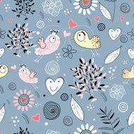 Abstract background doodle pattern with birds