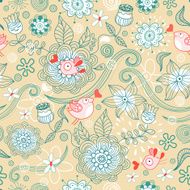 Abstract background doodle bird pattern N3
