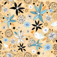 Abstract background doodle bird pattern N4
