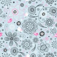 Abstract background doodle bird pattern N6