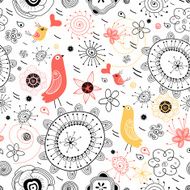 Abstract background doodle bird pattern N7