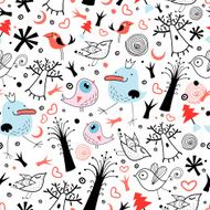 Abstract background doodle bird pattern N10