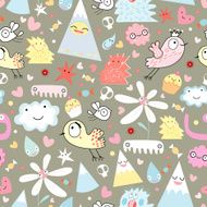 Abstract background doodle bird pattern N14