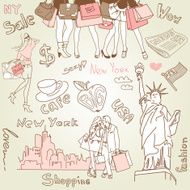 Shopping in New York doodles N2