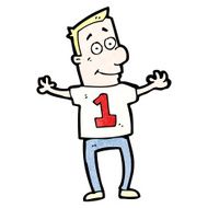 cartoon man in shirt with number one N6