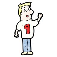 cartoon man in shirt with number nine N6