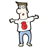 cartoon man in shirt with number eight N5