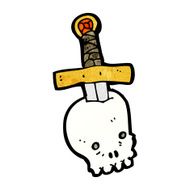 dagger in skull cartoon N3