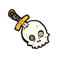dagger in skull cartoon N4