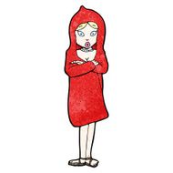 cartoon woman in red coat N4
