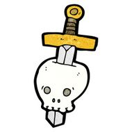 dagger in skull cartoon tattoo N2