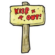 cartoon keep out sign N6