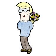 cartoon man with flowers N13