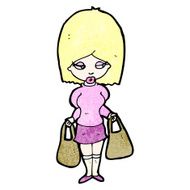 cartoon blond woman with shopping bags N2