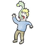 cartoon man with alien parasite N5