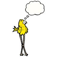 cartoon bird with thought bubble N435