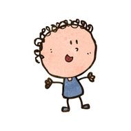 retro cartoon happy doodle woman N3