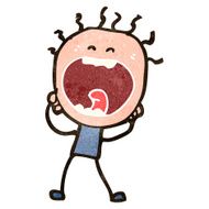 retro cartoon shouting doodle man N2