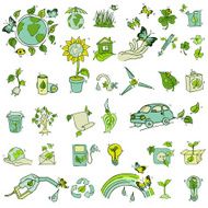 Ecology and recycle icons - hand drawn vector set