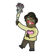 cartoon romantic man with flowers N4