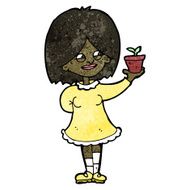 cartoon proud woman with plant N4