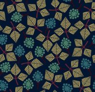 Decorative seamless pattern with leaves and berries