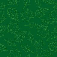 vector pattern of outline green leaves