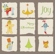 Christmas Design Elements on torn Paper