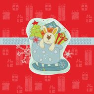 Christmas Card with Bunny in vector N2