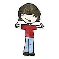 cartoon boy giving thumbs up symbol N22