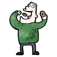cartoon man eating donuts N6