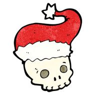cartoon skull in christmas hat N11