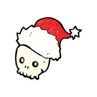 cartoon skull in christmas hat N12